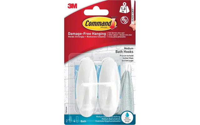 Command Adhesive Strip Bathroom Hooks White Pack Of 2