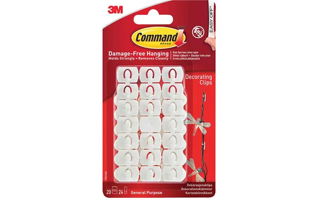 Command Adhesive Strip Decorating Clips White Pack Of 20