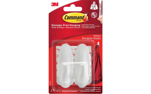 Command Adhesive Strip Designer Hook White M Pack Of 2
