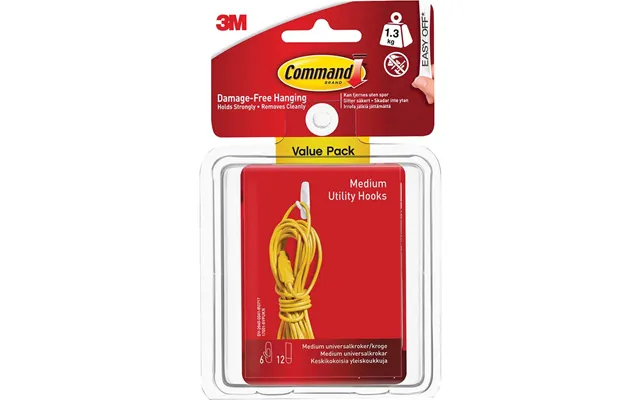 Command Adhesive Strip Utility Hooks White M Pack Of 6