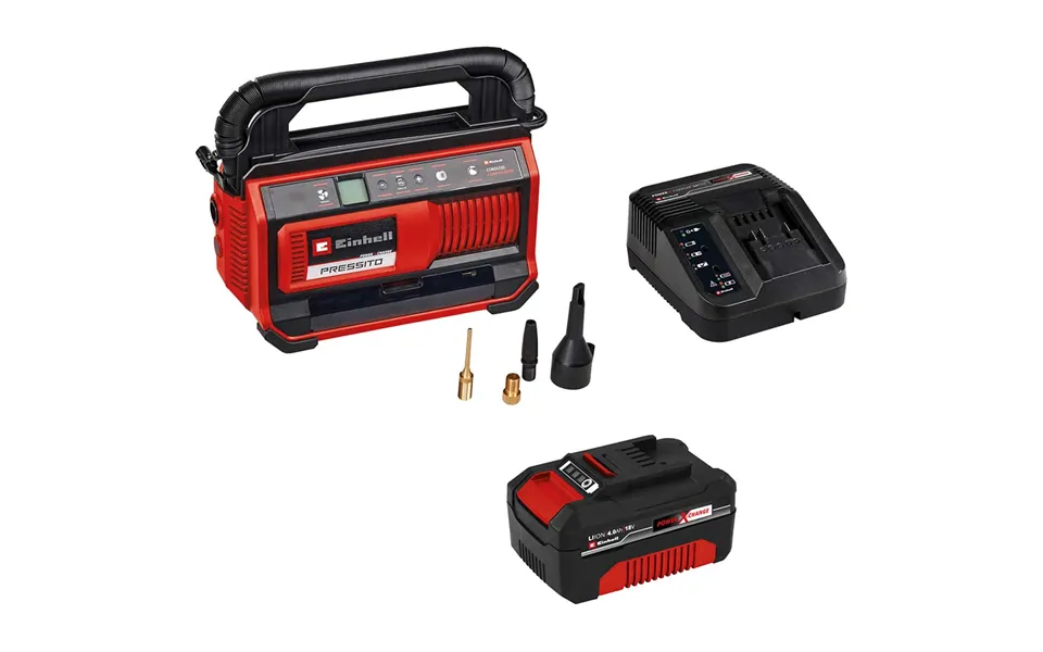 Einhell Pressito 18 25 18v Cordless Air Compressor Pump And Inflator 1 X 4ah Li-ion Battery Charger