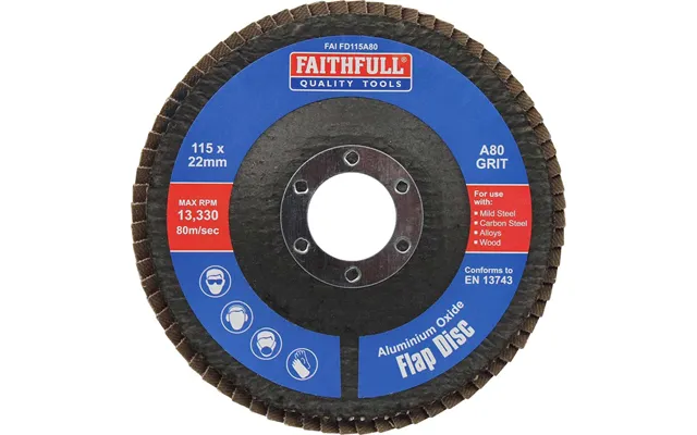 Faithfull Aluminium Oxide Abrasive Flap Disc 115mm 80g Pack Of 1