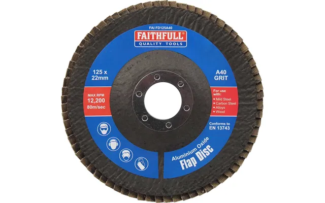 Faithfull Aluminium Oxide Abrasive Flap Disc 125mm 40g Pack Of 1