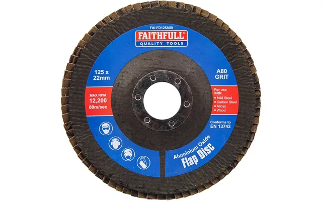 Faithfull Aluminium Oxide Abrasive Flap Disc 125mm 80g Pack Of 1
