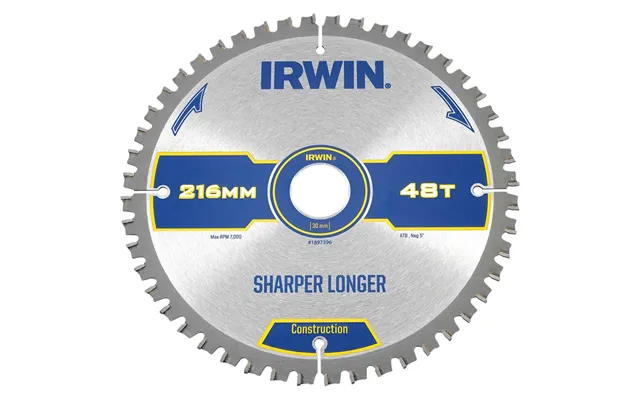Irwin Atb Ultra Construction Circular Saw Blade 216mm 48t 30mm