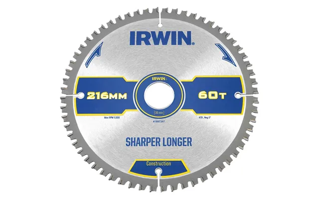 Irwin Atb Ultra Construction Circular Saw Blade 216mm 60t 30mm