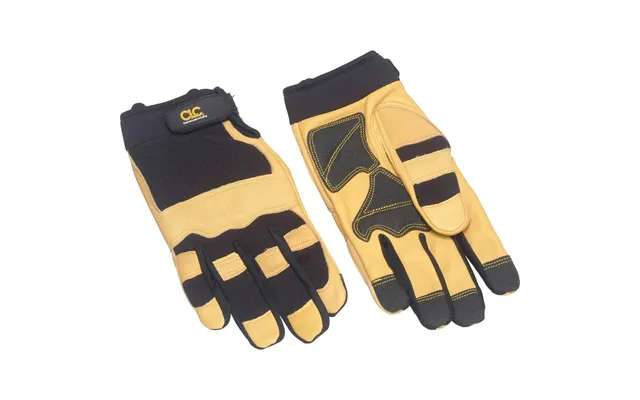Kunys Hybrid Top Grain Leather Cuff Gloves Black Yellow One Size product image