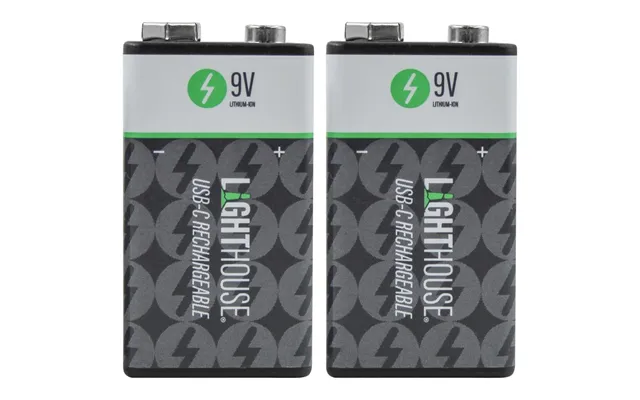 Lighthouse Usb-c Rechargeable Li-ion 9v Battery Pack Of 2
