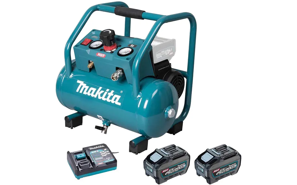 Makita Ac001g 40v Max Xgt Cordless Brushless Air Compressor 2 X 5ah Li-ion Battery Charger