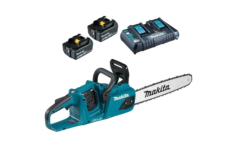 Makita Duc405 Twin 18v Lxt Cordless Brushless Chainsaw 400mm 2 X 6ah Li-ion Battery Charger