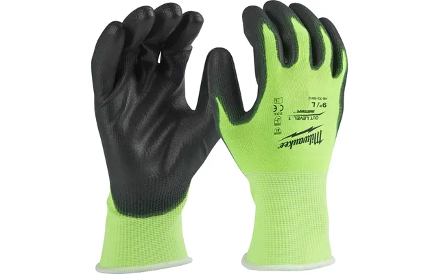 Milwaukee Hi Vis Cut Level 1 Dipped Work Gloves Black Yellow L Pack Of 1 product image