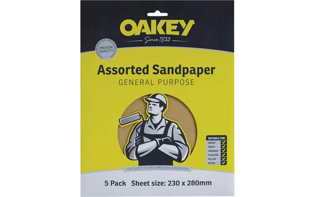 Oakey Glasspaper Sandpaper Medium Pack Of 5