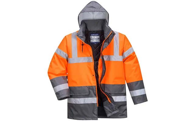 Oxford Weave 300d Class 3 Hi Vis Two Tone Traffic Jacket Orange Grey 2xl