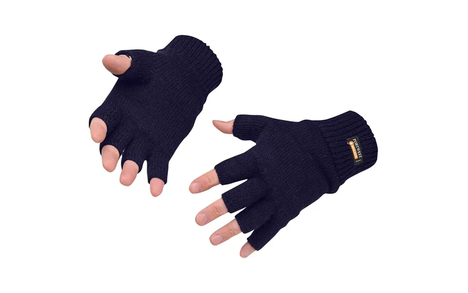 Portwest Fingerless Insulatex Lined Knit Gloves Navy One Size