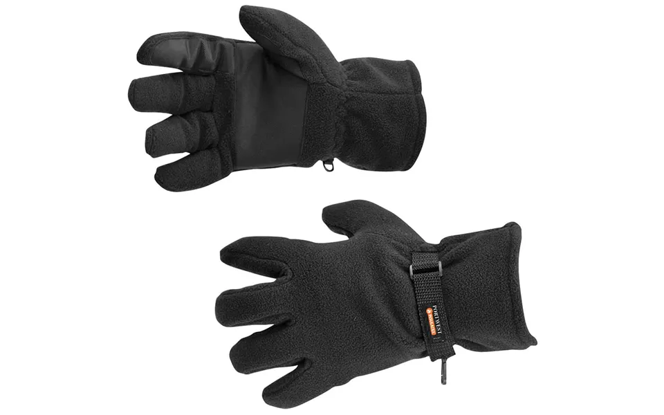 Portwest Insulatex Lined Fleece Gripper Gloves Black One Size
