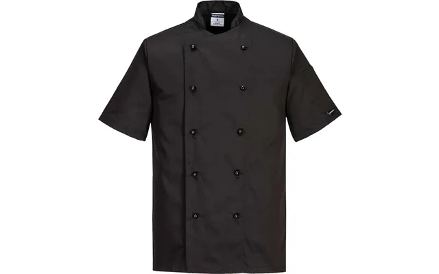 Portwest Kent Mens Chefs Short Sleeve Jacket Black 2xl