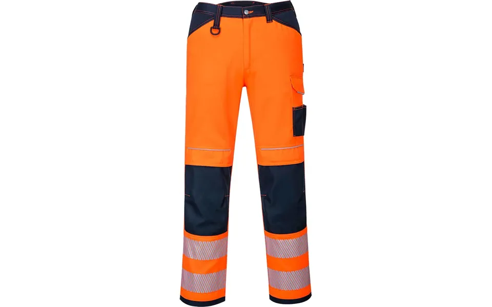 Portwest Pw34 Hi Vis Work Trousers Orange Navy 28 29