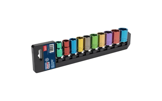 Sealey 10 Piece 1 2 Drive Coloured Hexagon Walldrive Socket Set Metric 1 2
