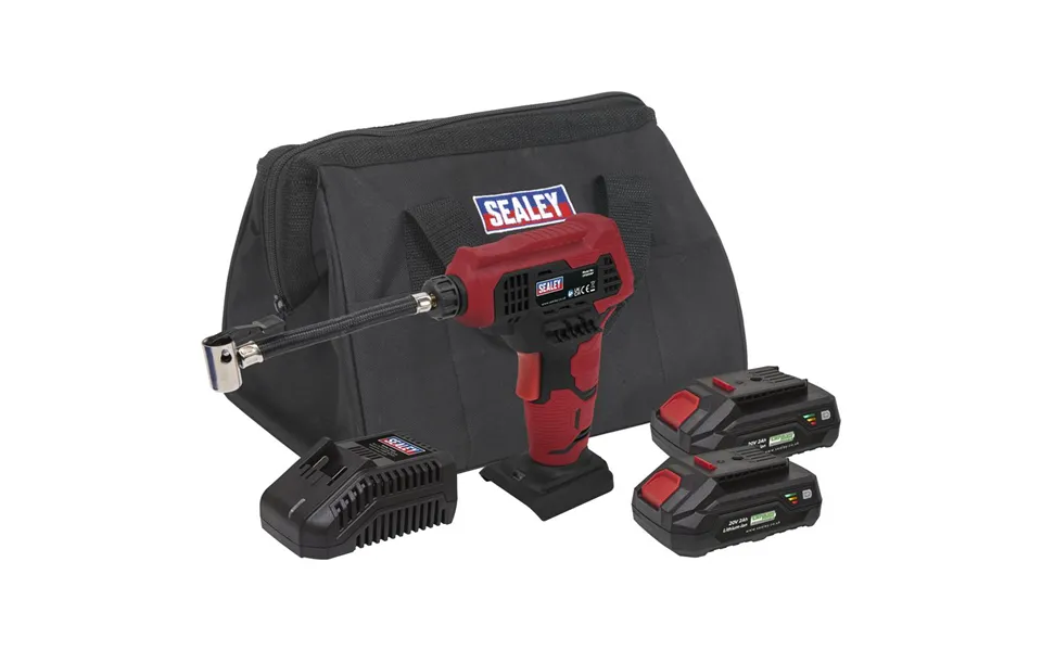 Sealey Cp20vap 20v Cordless Air Pump 2 X 2ah Li-ion Battery Charger Bag