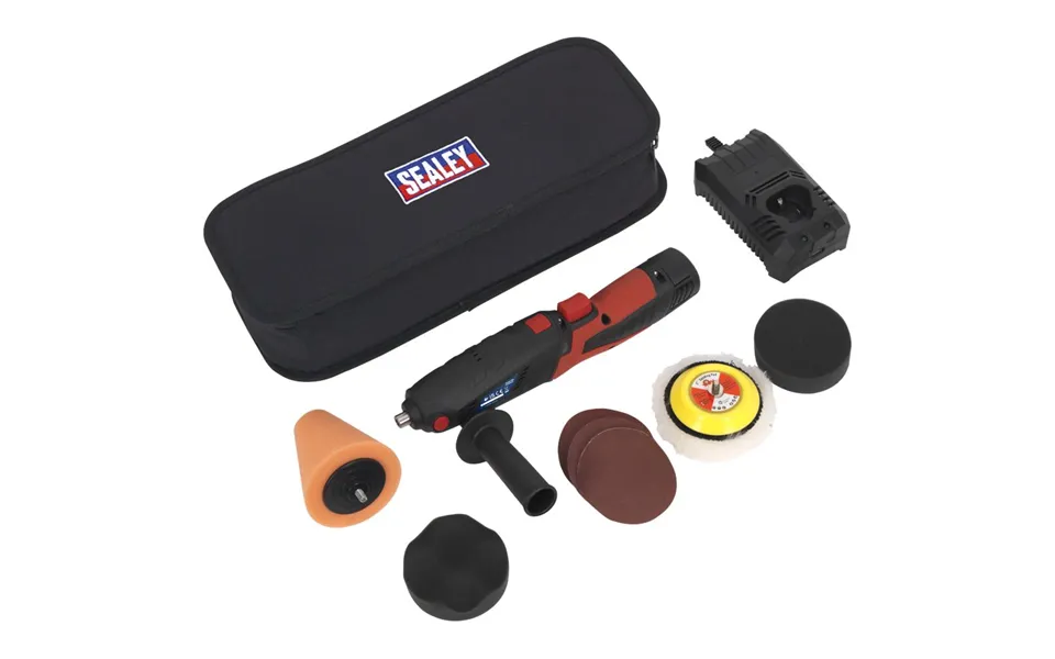 Sealey Cp2812v 10.8v Cordless Mini Disc Polisher 75mm 1 X 1.5ah Li-ion Battery Charger Bag & Accessories