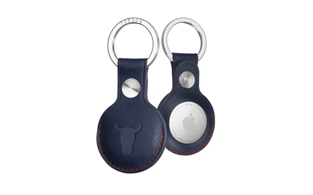 Leather Airtag Keyring - Navy Blue