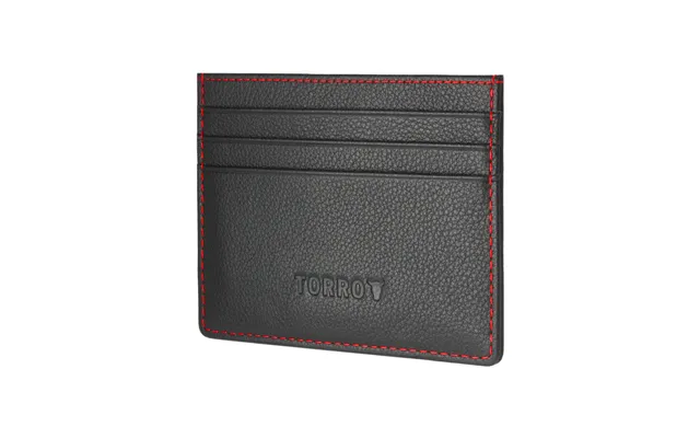 Leather Credit Card Holder - Black With Red Detail