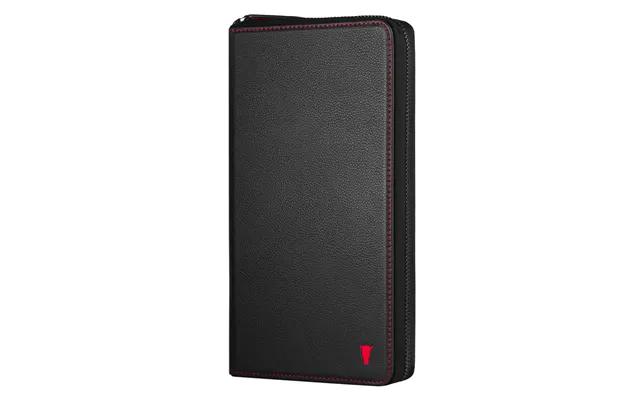 Leather Family Travel Wallet & Passport Holder - Black With Red Detail