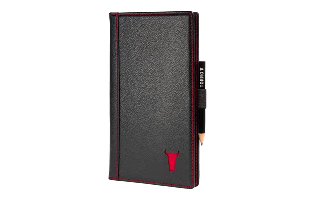 Leather Golf Scorecard Holder Pro Edition - Black With Red Detail