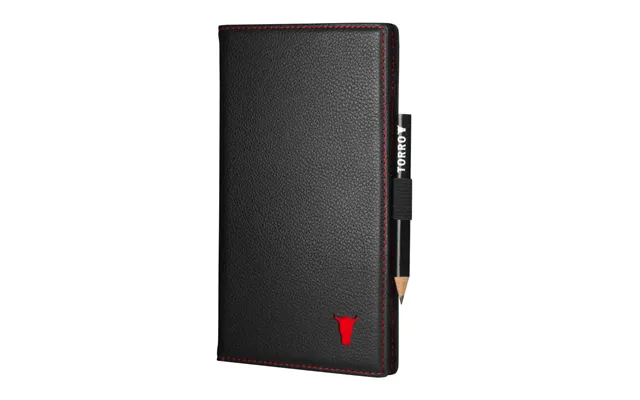Leather Golf Scorecard Holder Wallet - Black With Red Detail
