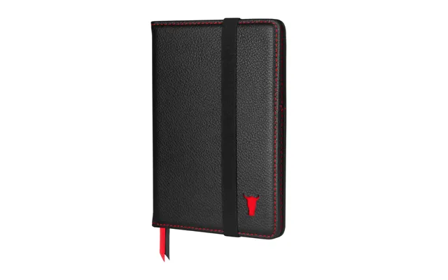 Leather Passport Holder & Travel Document Cover - Black With Red Detail