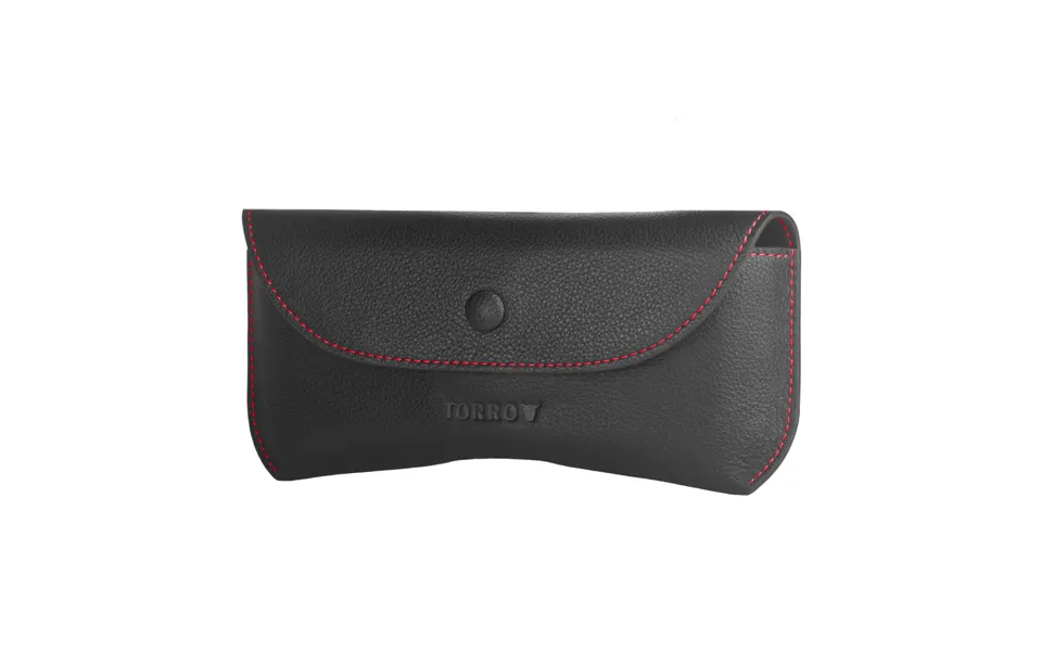 Leather Sunglasses Case Glasses Case - Black With Red Detail