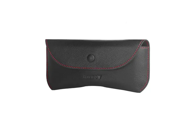 Leather Sunglasses Case Glasses Case - Black With Red Detail