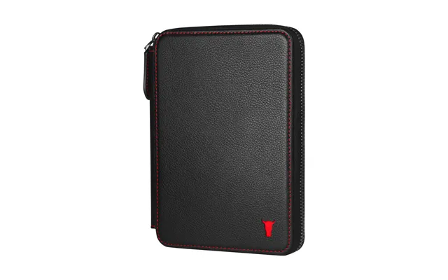 Leather Travel Wallet & Passport Organiser With Rfid Protection - Black With Red Detail