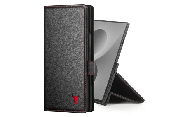 Samsung Galaxy Z Fold8 Ultra Leather Wallet Case With Stand Function - Black With Red Detail product image