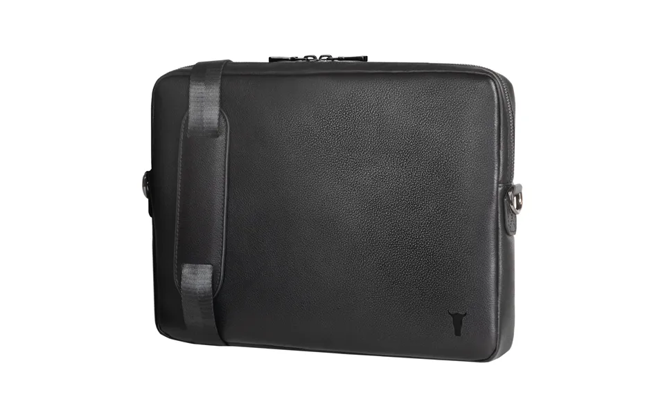 Slim Leather Laptop Bag - Black