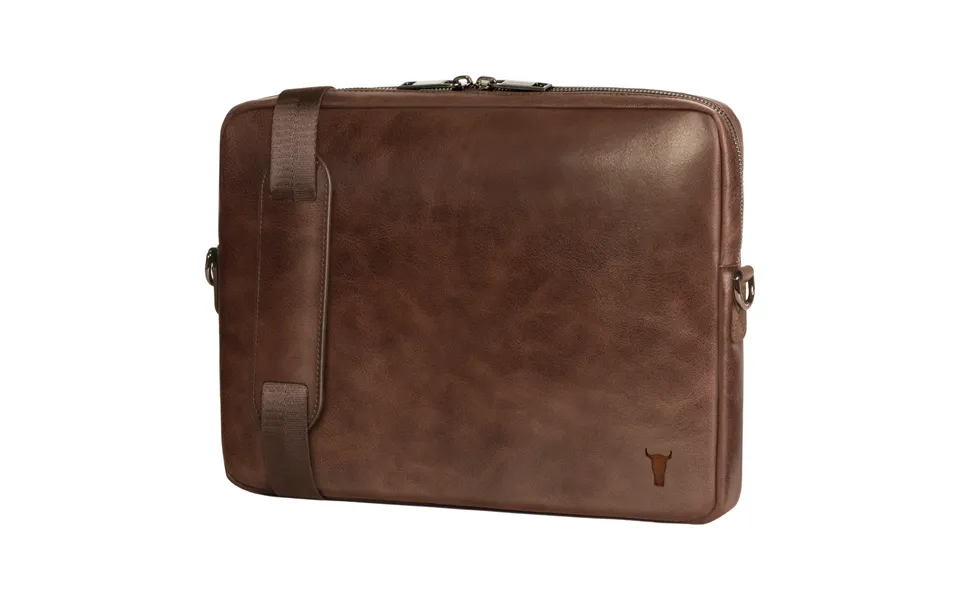 Slim Leather Laptop Bag - Dark Brown