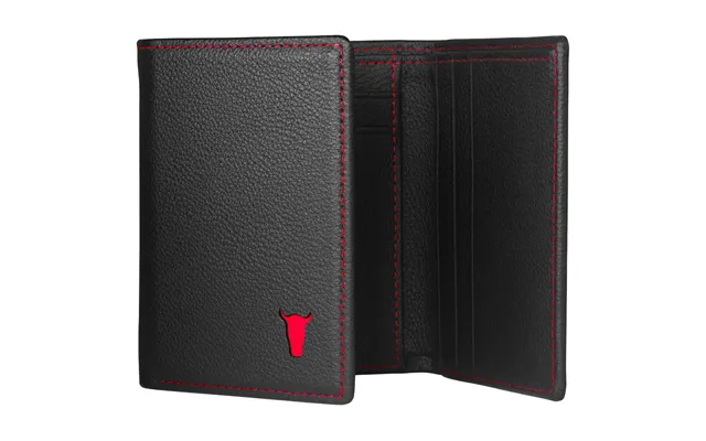 Trifold Leather Wallet With Rfid Protection - Black With Red Detail