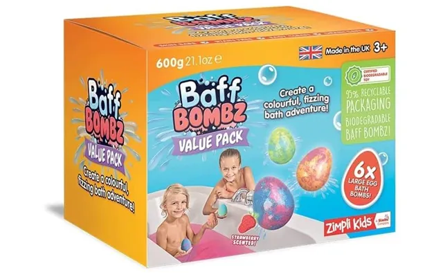 Zimpli Baff Bombz Large Egg Bath Bombs - 6 Pack
