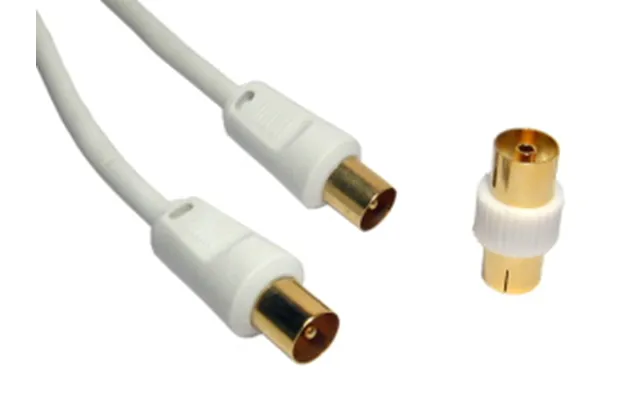 10m Digital Tv Aerial Cable White Gold Plated Male To Male