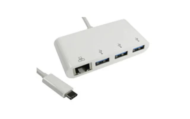 15cm Leaded Usb Type C M To 3x Usb3.0 Hub With Gigabit Rj45