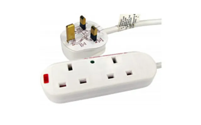 2m Surge Protected Uk Power Extension - 2 Ports