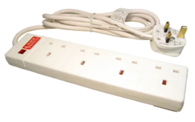 2m Surge Protected Uk Power Extension - 4 Ports