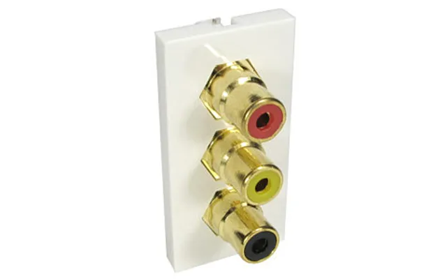 3x Phono Red Black Yellow Faceplate Module Euromod Wall Plate Module
