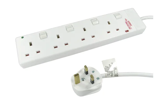 4 Socket Extension Lead Switched Surge Protected 10m