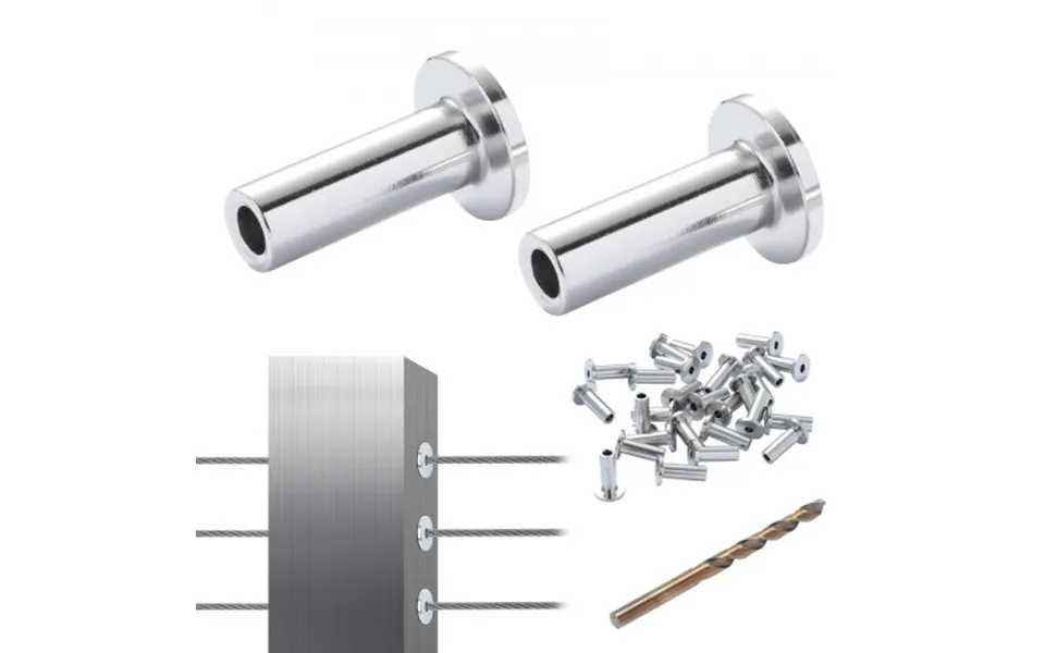 Vevor 121 Pack T316 Stainless Steel Protector Sleeves For 3.2mm Wire Rope Cable Railing - Diy Balustrade T316 Marine Gra