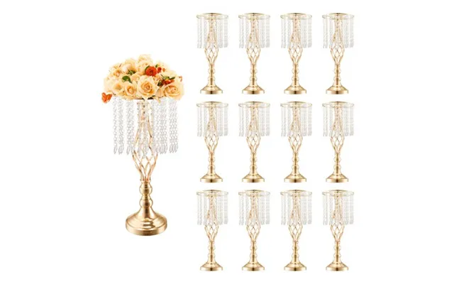Vevor 12pcs 49cm 19.3 Tall Crystal Wedding Flower Stand - Metal Wedding Centerpiece Vase product image