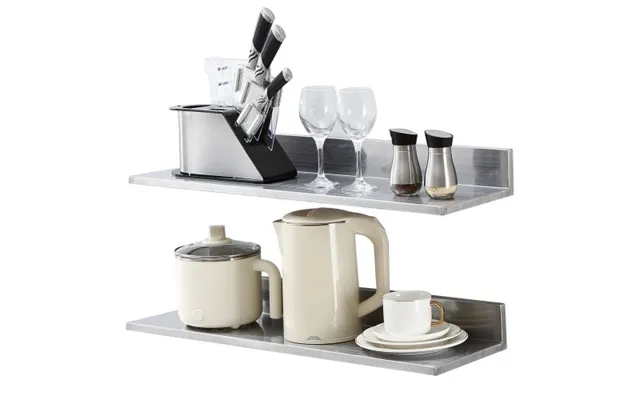 Vevor 21.8 X 76.2 Cm Stainless Steel Shelf - Wall Mounted Floating Shelving With Backsplash product image