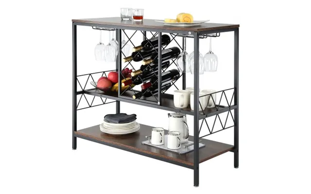 Vevor 40 Inch Industrial Bar Cabinet - Wine Table For Liquor And Glasses