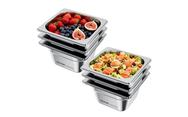 Vevor 6 Pack Stainless Steam Hotel Pans - 1 6 Size Table Steam Pan