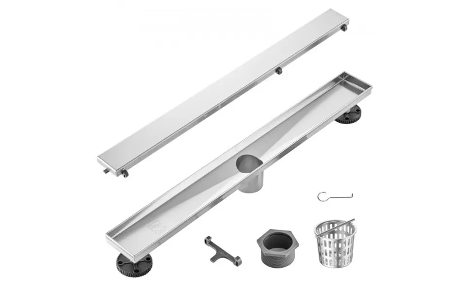 Vevor 610mm Linear Shower Drain Offset With Tile Insert Cover,brushed 304 Stainless Steel Rectangle Shower Floor Drain,l